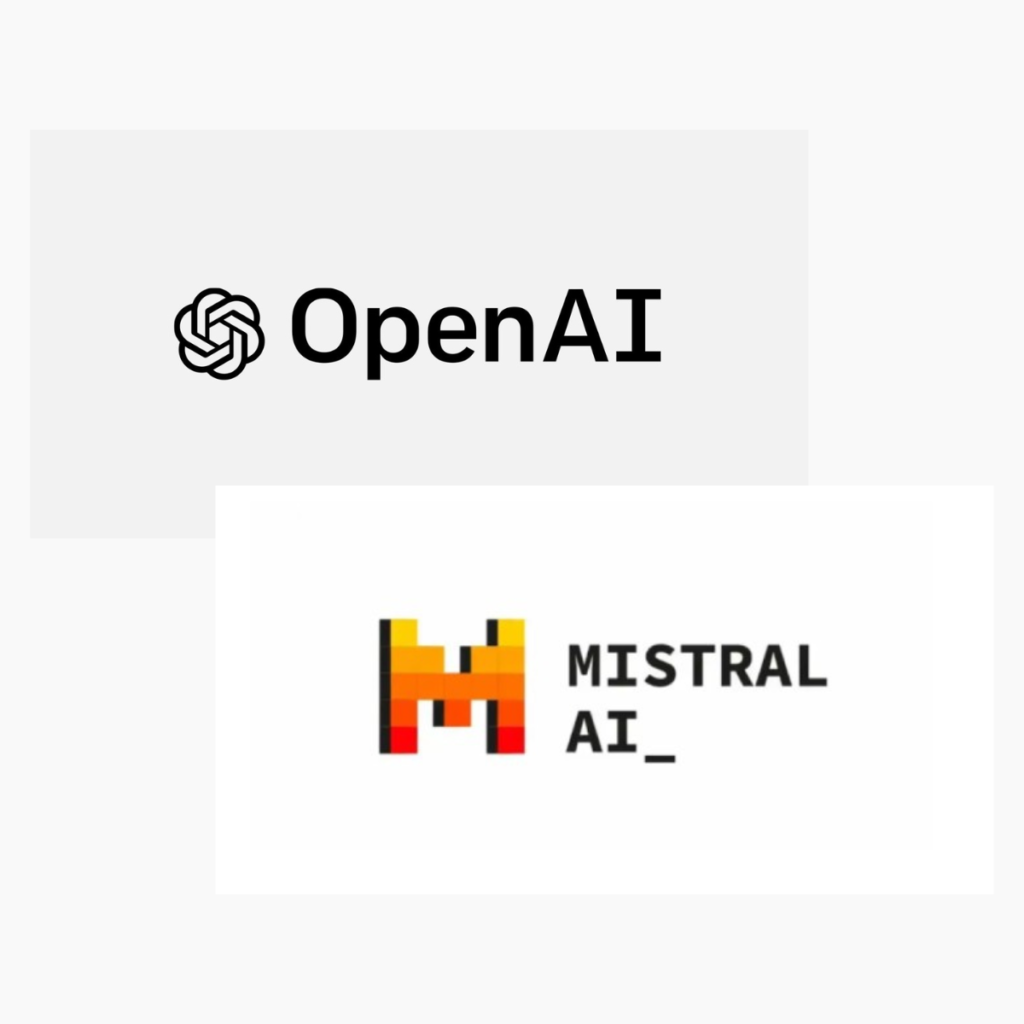 Logo IA générative : Open AI et Mistral AI 