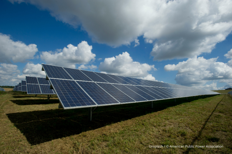 Énergie verte - Des panneaux solaires sur un terrain vague (Unsplash / © American Public Power Association)
